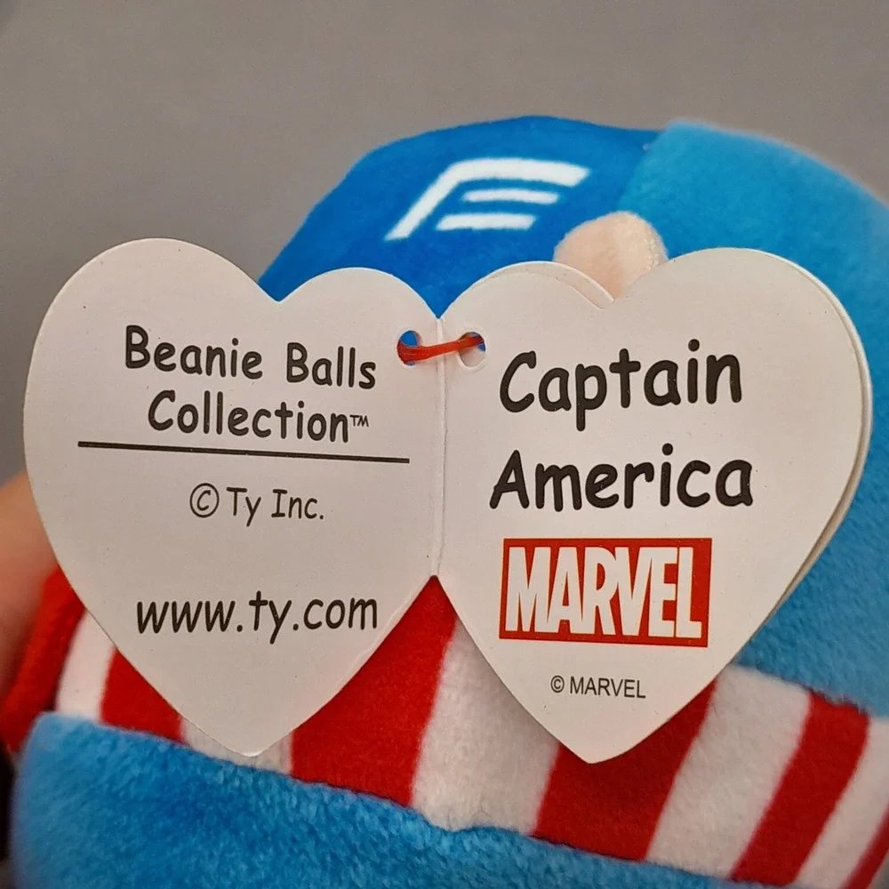 Ty Beanie Balls Marvel Captain America Plush Round Stuffed Toy 4 inch 2024